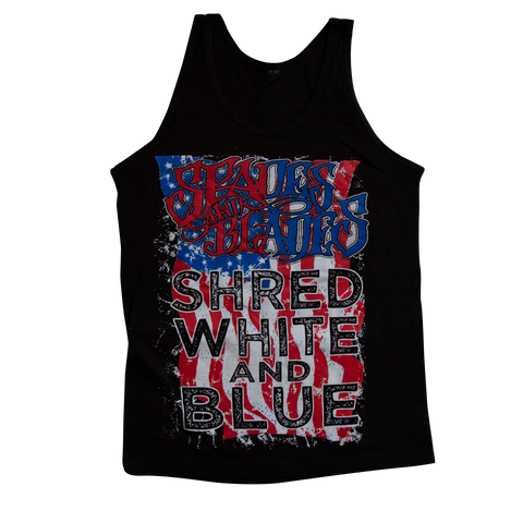 Spades and Blades - Shred White and Blue Tank